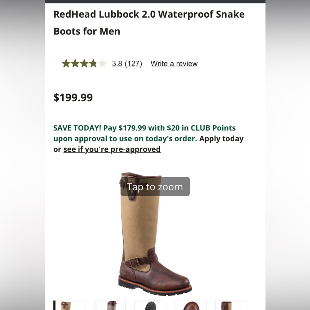 Mens 11W Waterproof Snake Boots RedHead